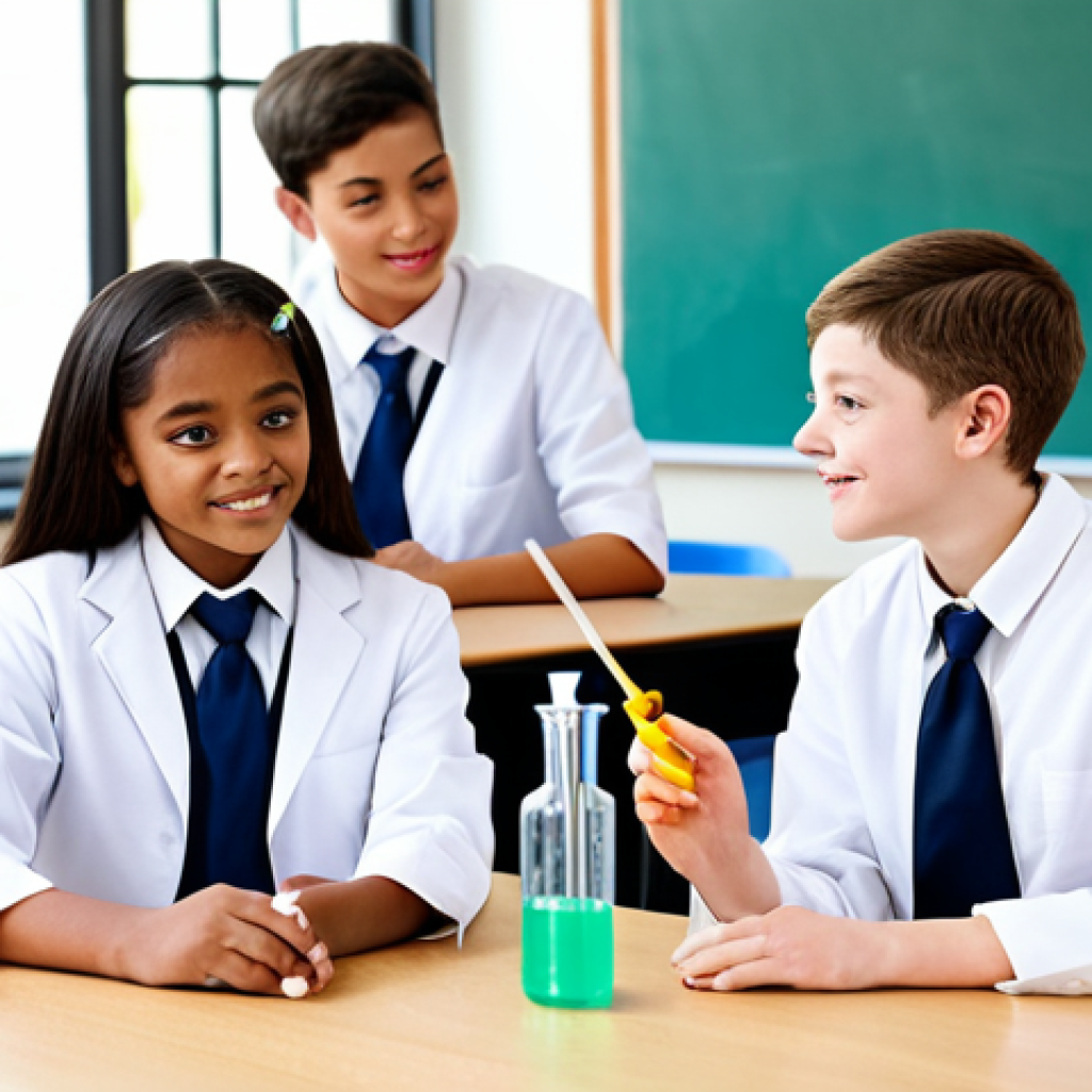 **
"A diverse group of students fully clothed in modest school uniforms, participating in a hands-on science experiment in a bright, modern classroom, safe for work, appropriate content, perfect anatomy, natural proportions, family-friendly, educational setting, well-lit."
**