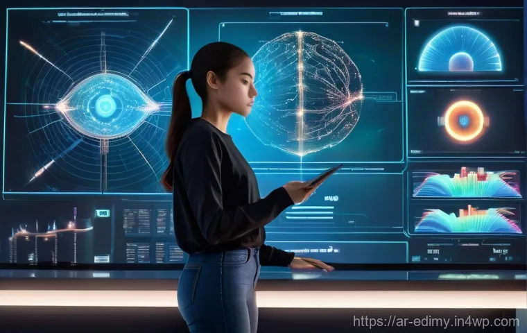 감각적 학습을 위한 온라인 리소스 활용법 - **Prompt 1: Interactive Holographic Biology Learning**
A young female student, approximately 16 ...
