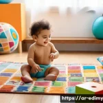 Home 21 감각적 학습을 위한 인지 발달 단계 이해하기 - A warm and culturally rich scene of a Middle Eastern family home interior where a toddler wearing a ...