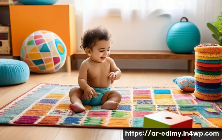 감각적 학습을 위한 인지 발달 단계 이해하기 - A warm and culturally rich scene of a Middle Eastern family home interior where a toddler wearing a ...